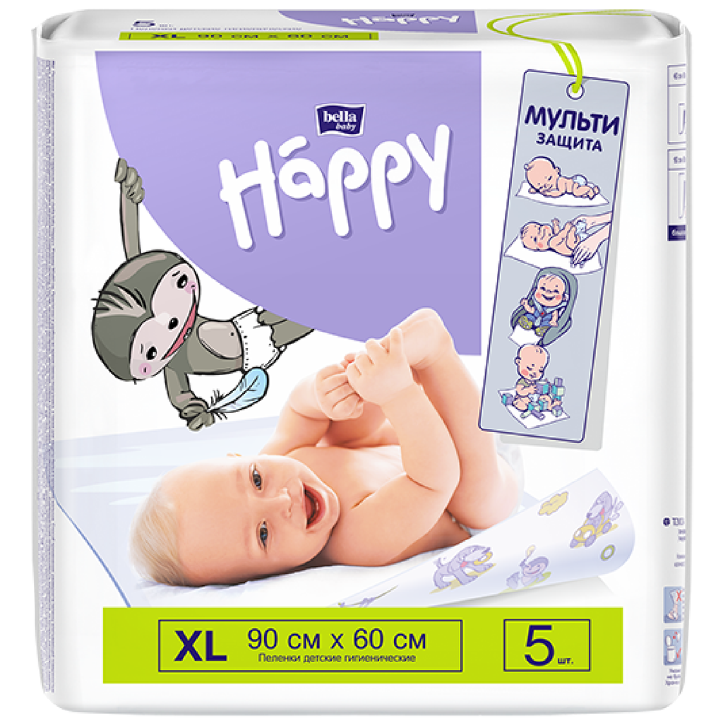 фото упаковки Пеленки детские впитывающие Bella baby Happy