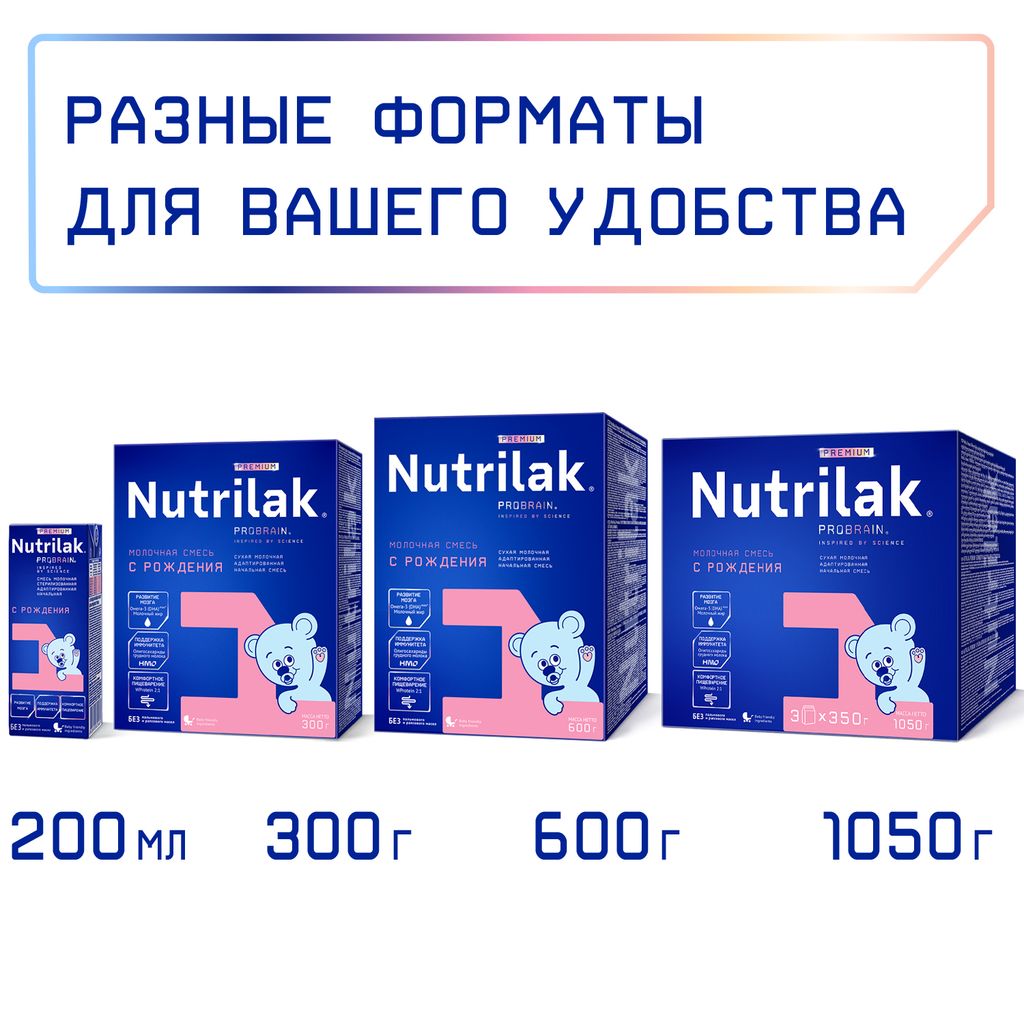 Nutrilak Premium 1 Смесь молочная адаптированная с рождения, от 0 до 6 мес., смесь молочная, жидкая, готовая к употреблению, 200 мл, 1 шт.