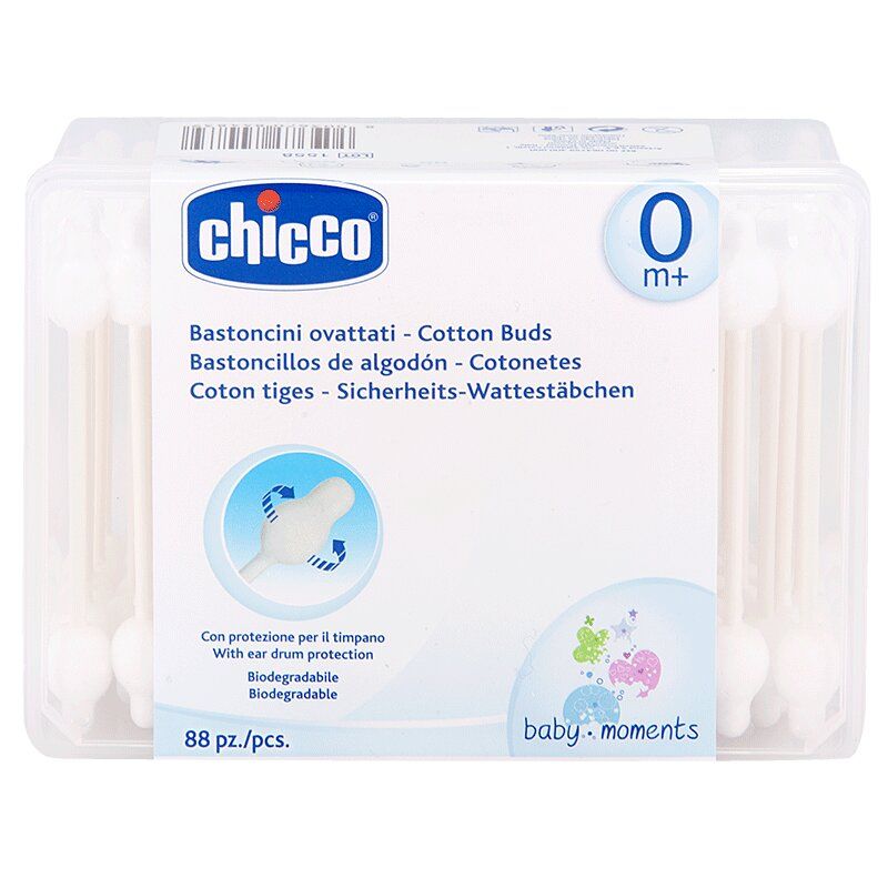 Chicco ватные палочки с ограничителем, 90 шт.