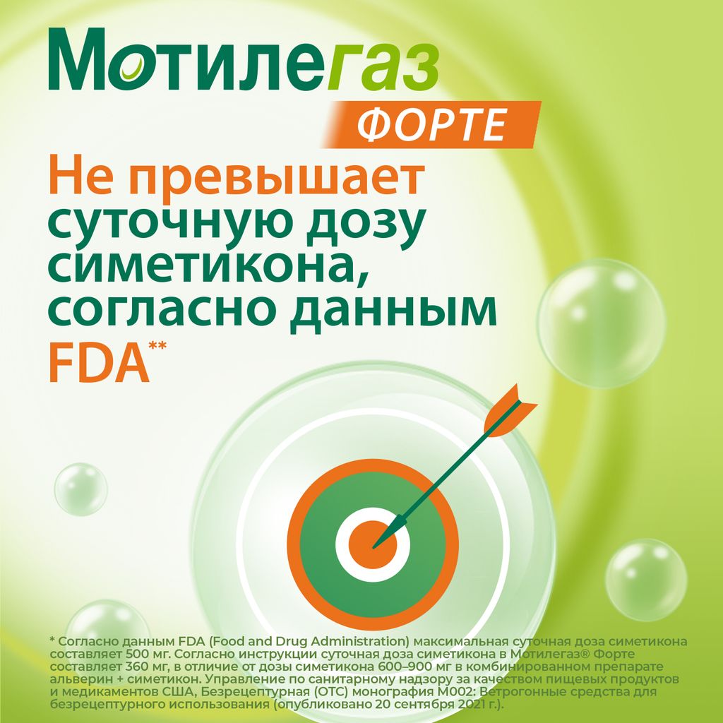 Мотилегаз форте, 120 мг, капсулы, 20 шт.