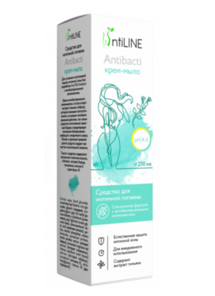 фото упаковки ИнтиЛайн Антибакти Крем-мыло для интимной гигиены