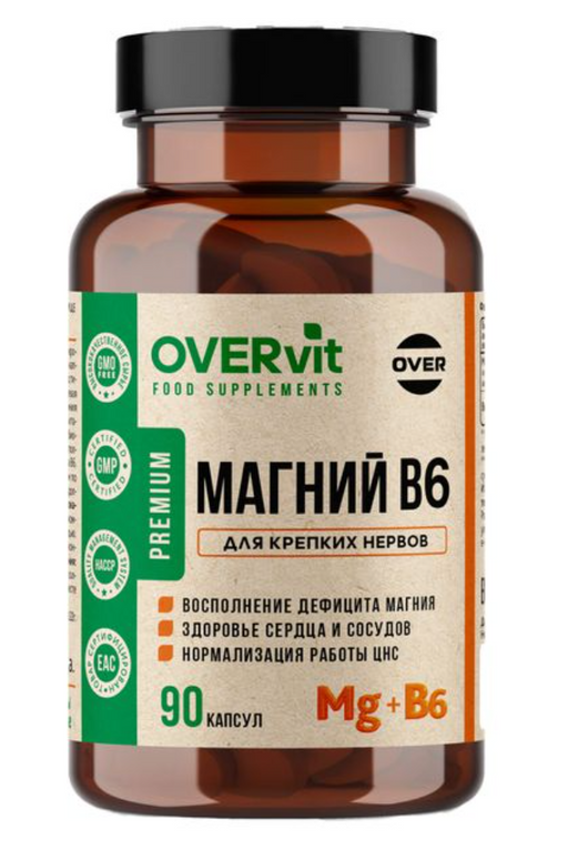 OVERvit Магний+Витамин В6, капсулы, 90 шт.