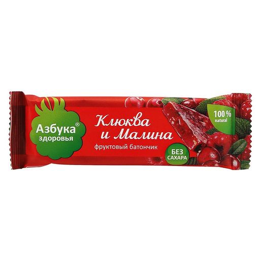 Азбука Здоровья Батончик  фруктовый клюква/малина, 30 г, 1 шт.