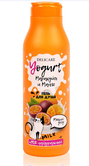 Delicare Yougurt Крем-гель для душа, гель для душа, Маракуйя и Манго, 400 мл, 1 шт.