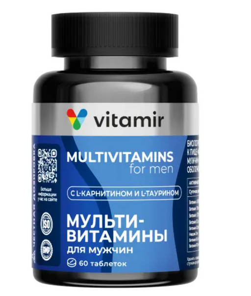 Витамир мультивитамины для мужчин, таблетки, покрытые пленочной оболочкой, 60 шт.