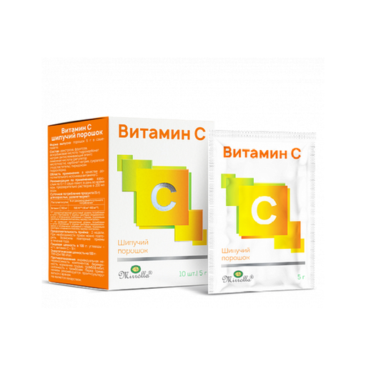 Mirrolla Витамин C, 900 мг, порошок для приготовления раствора для приема внутрь, 5 г, 10 шт.