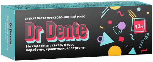 Dr.Dente Зубная паста детская, паста зубная, Фруктово-мятный микс, 50 мл, 1 шт.