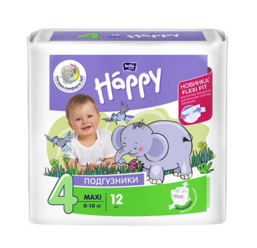 Bella Baby Happy Maxi Подгузники детские, р. 4, 8-18 кг, 12 шт.