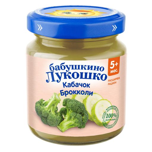 Бабушкино Лукошко Пюре кабачок брокколи, пюре, 100 г, 1 шт.